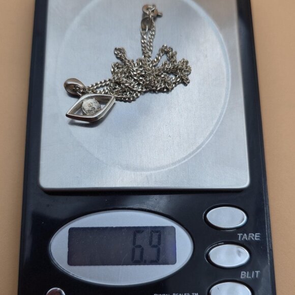 16 Inch Sterling Silver Blue Opal Eye Pendant Necklace A5498 - Picture 8 of 8